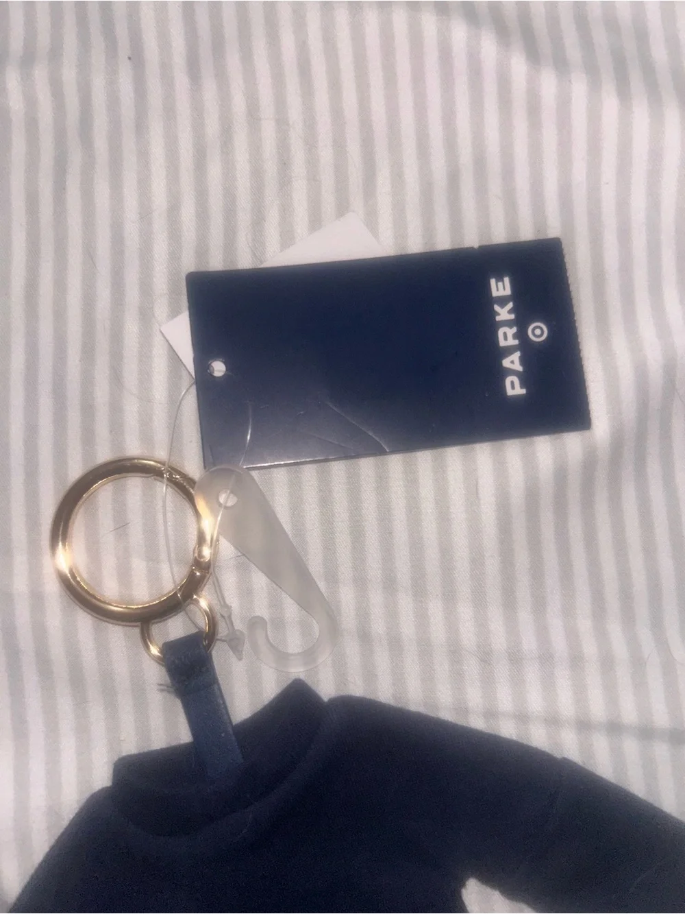 PARKe Navy Mini Sweater Keychain with Gold Ring